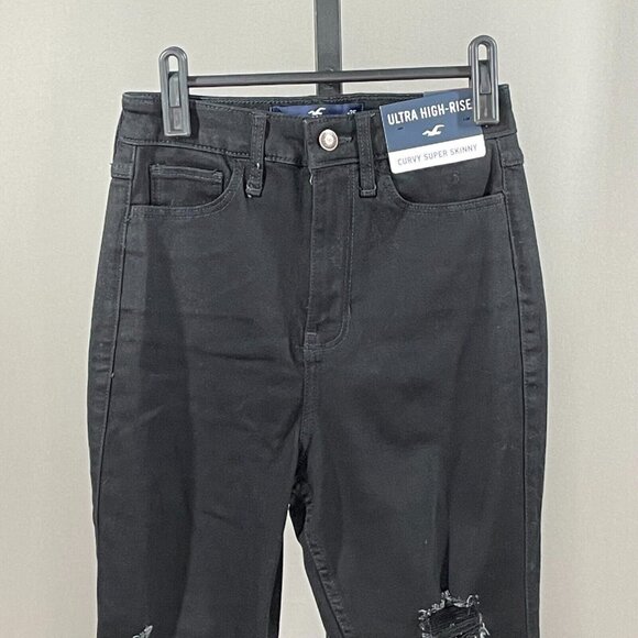 NEW Hollister Jeans Womens 25 black denim skinny distressed preppy casual - Picture 2 of 12